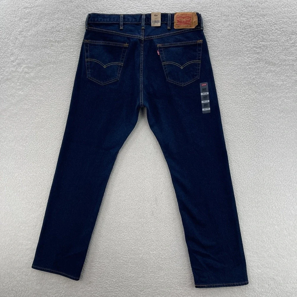 Levis 501 Jeans Mens 38x32 Blue Original Fit Straight Dark Wash Denim Cowboy 90s